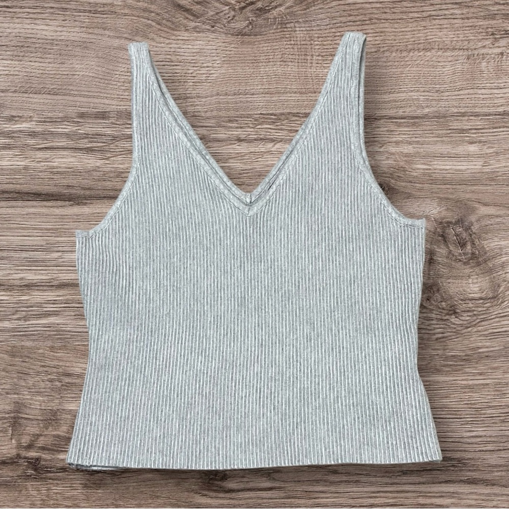 House of Harlow 1960 Rib V- Neck Knit Crop Tank Top Womens M